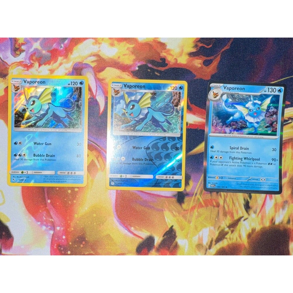 Pokemon Vaporeon Reverse Holo Lot (3 Cards) Pokemon GO + Stellar Crown